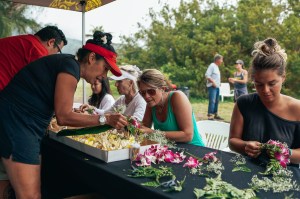 OluKai Ho'olaule'a Giveback Day 2015 Floral Crown Making Photo by Mark Kushimi
